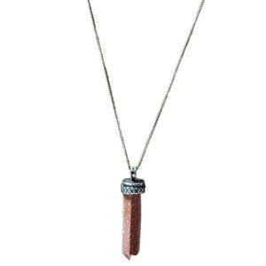 Elegant Boho Goldstone Crystal Point Pendant Necklace Healing Jewelry Fashion